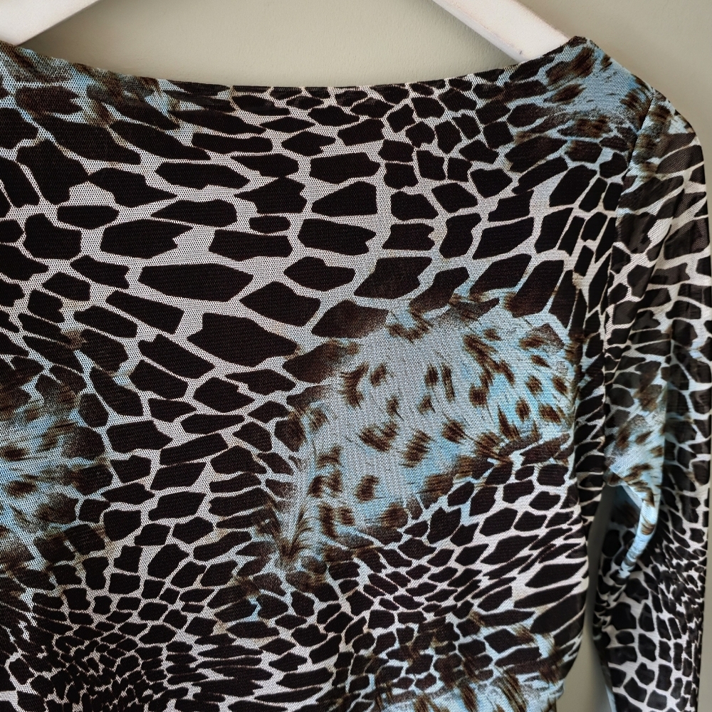 Joseph Ribkoff Leopard Print Top - Brown and Blue - Picture 10 of 12